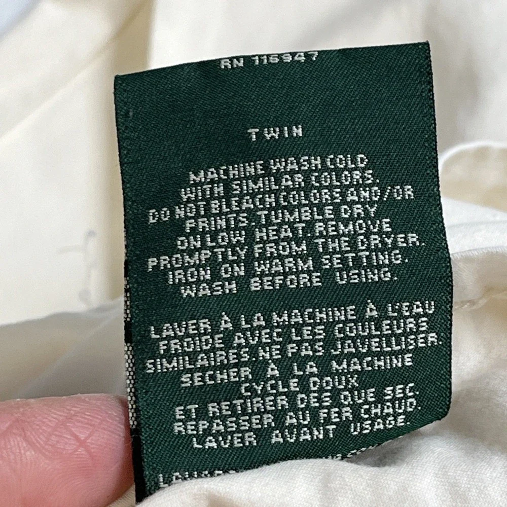 Lauren Ralph Lauren Sheet Set Twin White Cotton Flat & Fitted Only
